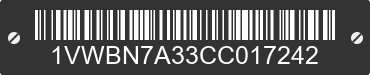 2012 VOLKSWAGEN Passat 1VWBN7A33CC017242 VIN decoded