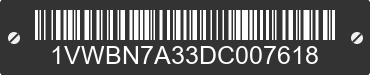 2013 VOLKSWAGEN Passat 1VWBN7A33DC007618 VIN decoded
