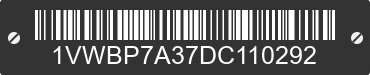 2013 VOLKSWAGEN Passat 1VWBP7A37DC110292 VIN decoded