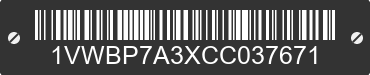 2012 VOLKSWAGEN Passat 1VWBP7A3XCC037671 VIN decoded