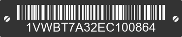 2014 VOLKSWAGEN Passat 1VWBT7A32EC100864 VIN decoded