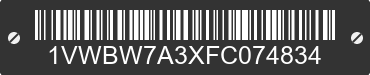 2015 VOLKSWAGEN Passat 1VWBW7A3XFC074834 VIN decoded