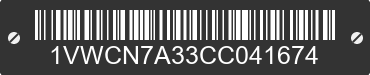 2012 VOLKSWAGEN Passat 1VWCN7A33CC041674 VIN decoded